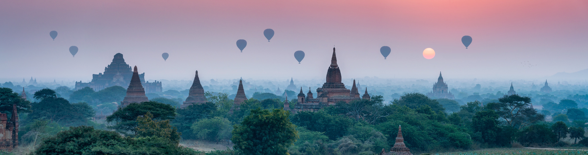 bagan birmanie panorama sunset